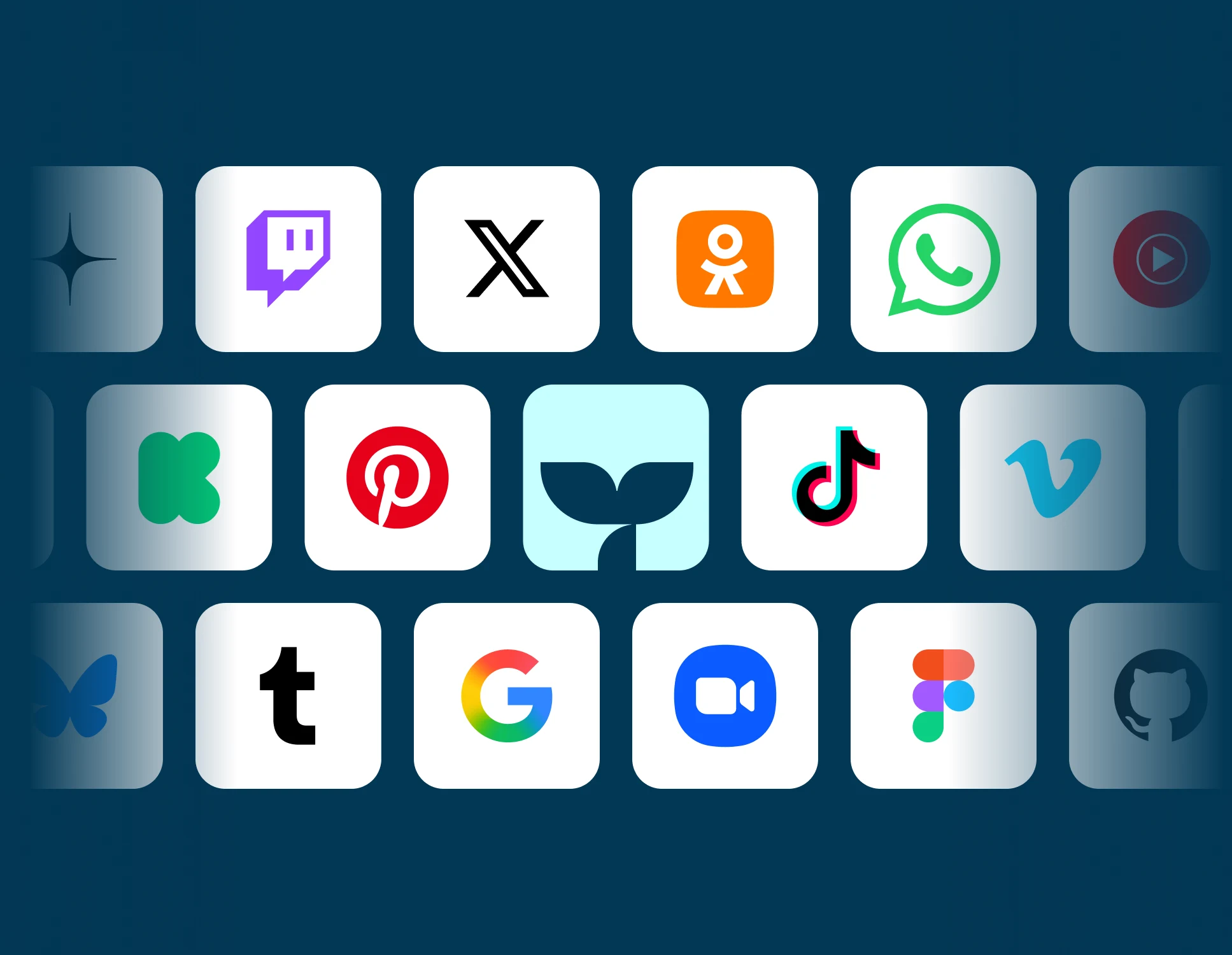 A grid of integration tiles, the Triple Whale submark at its centre